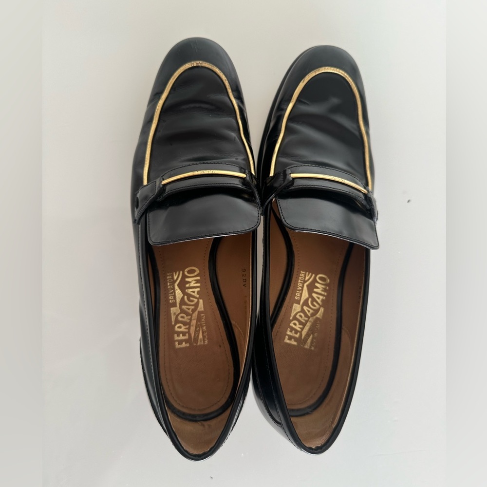 Salvatore Ferragamo black leather loafers